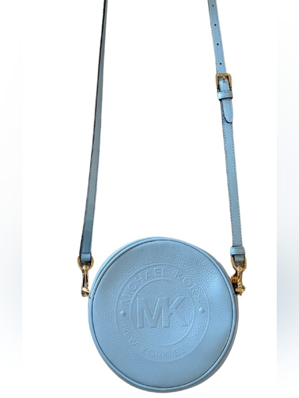 Michael Kors Light Blue Round Leather Crossbody Bag